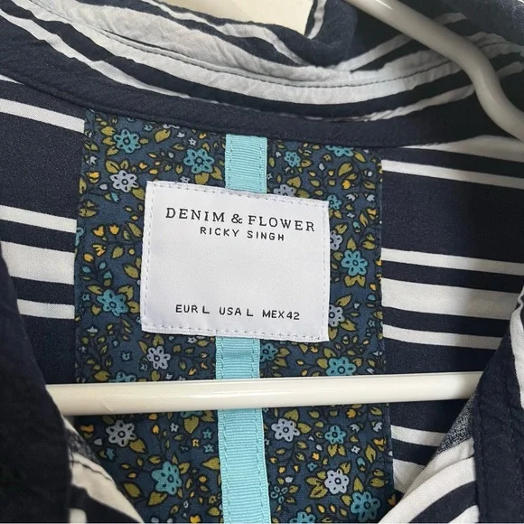 Denim & Flowers Blue and White Striped Shirt (Box C) - Picture 3 of 5